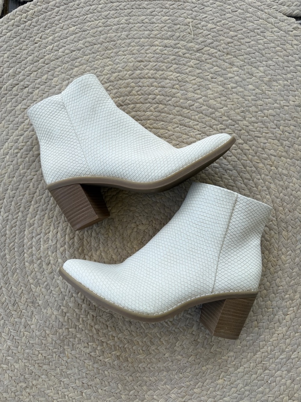 Universal Thread white snakeskin ankle boots